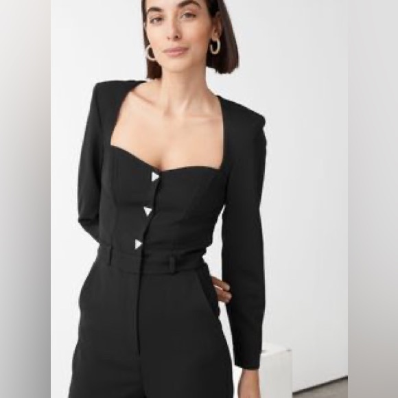 & Other Stories long sleeve black jumpsuit with sparkly buttons - Picture 5 of 6